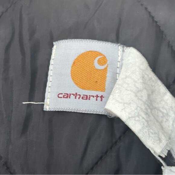 Vintage Carhartt Black Canvas Quilted Corduroy Collar Chore Work Jacket Size 48 - Picture 6 of 12